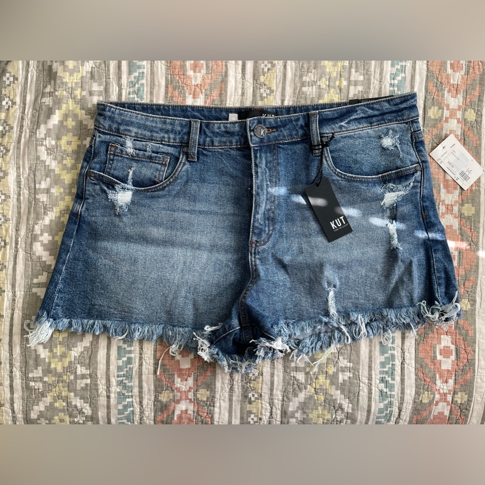 NWT KUT Jane Distressed Denim Shorts
